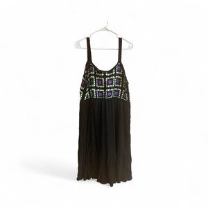 NWOT SHEIN Curve Geo Print Ruffle Hem Cami Dress Multi Color Crochet Size 1 XL